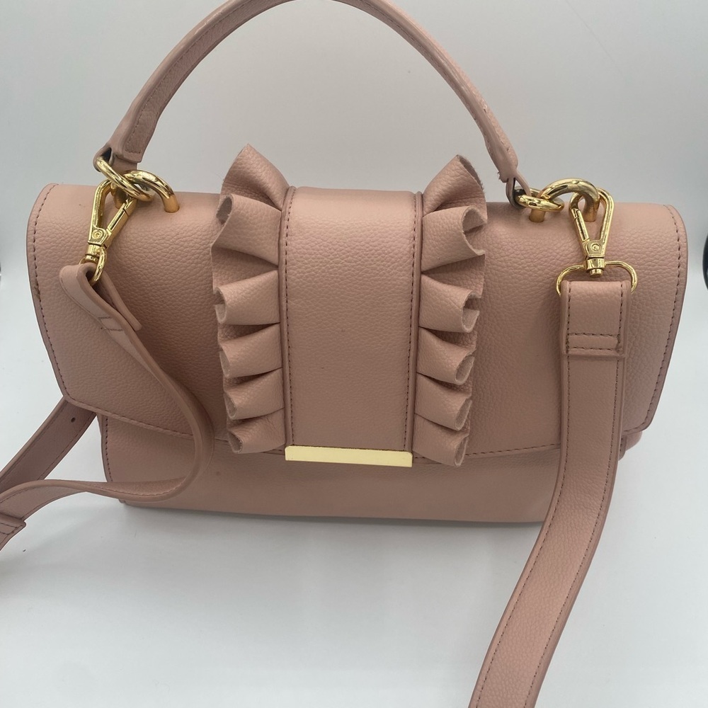 Blush Crossbody Bag with Ruffle Detail - Picture 4 of 11